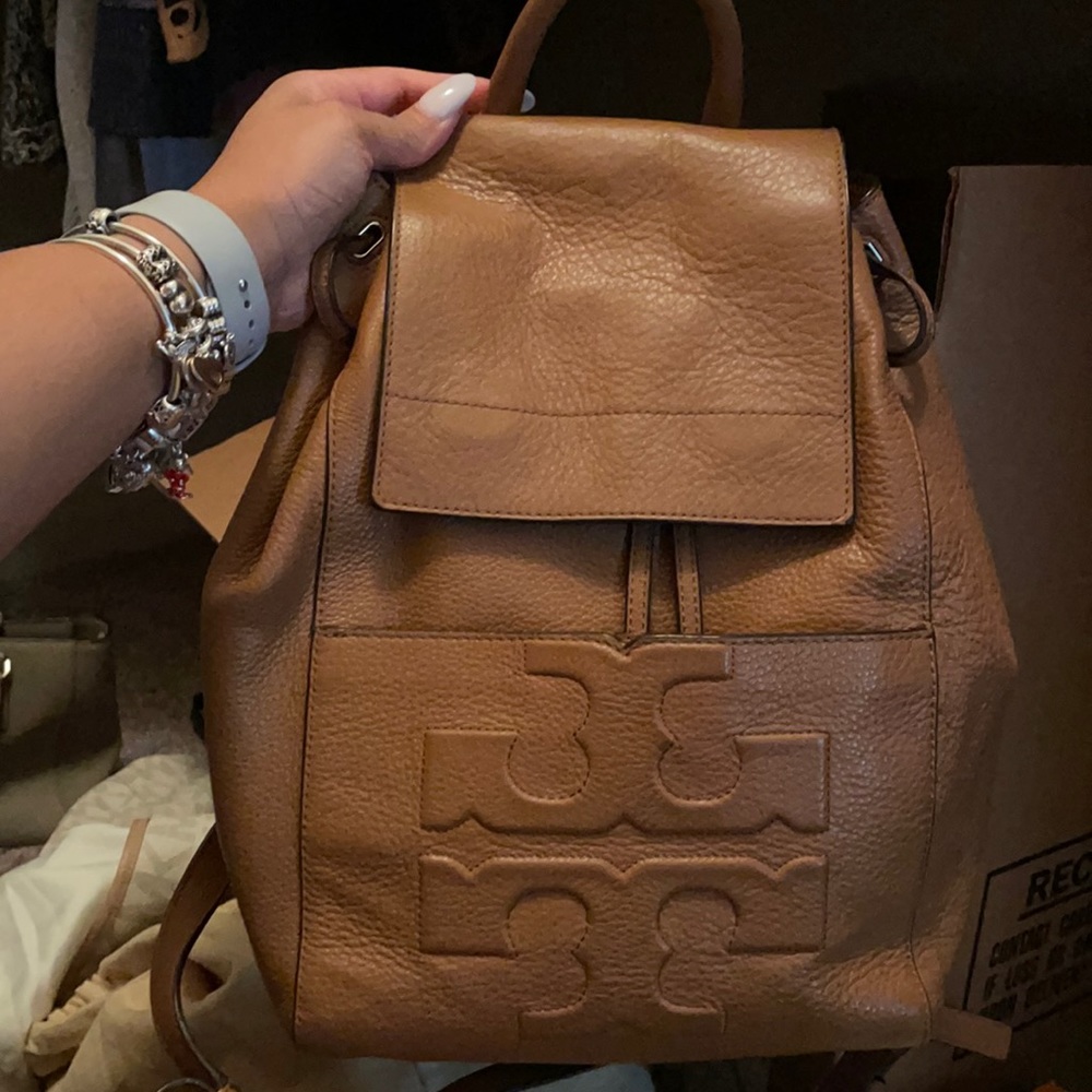 Tory Burch dark tan leather back pack